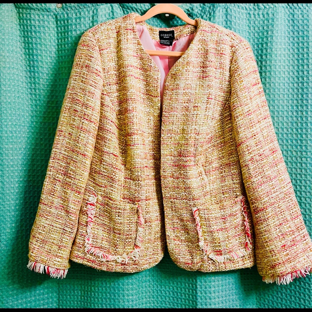 Vintage Pink Tweed George Women Jacket 16W